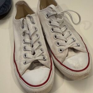 Converse All Star Classic White Canvas Sneakers with Red Trim